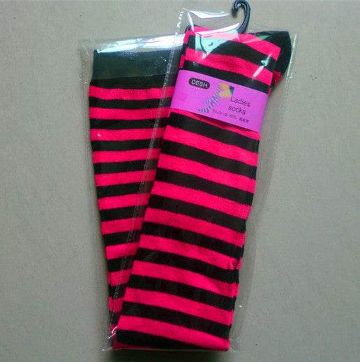Pure Cotton Over-The-Knee Long Socks, Colorful Striped Base Socks, Pure Campus Style, High-Top Long Socks - Mubimart