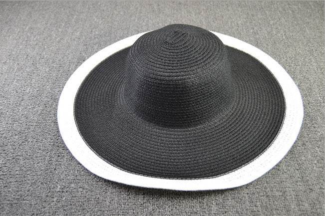 25CM Wide Brim Oversized Beach Hats For Women Large Straw Hat UV Protection - Mubimart