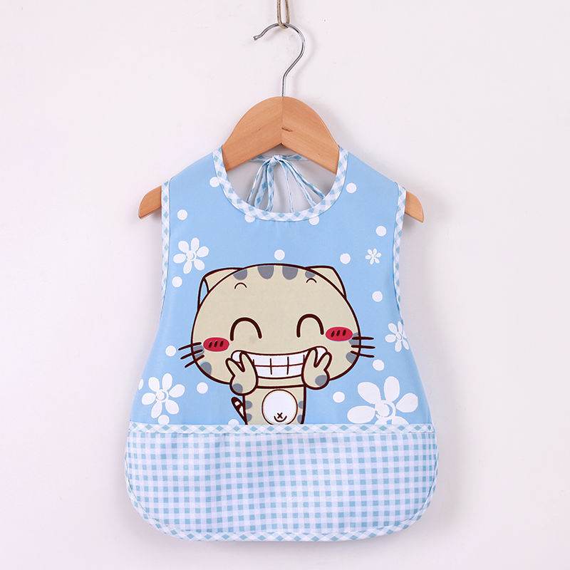 Children's Gown Eating Bib Rice Pocket Sleeveless Waterproof And Dirt-proof Baby Bib - Mubimart