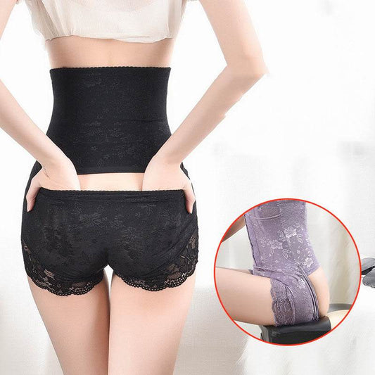 Abdomen panties, hip shaping jacquard lace waist shaping pants - Mubimart