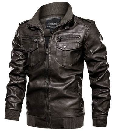 Leather Jacket Spring And Autumn Men'S Jacket Sports Leather Jacket Washed Retro Leather Jacket - Mubimart