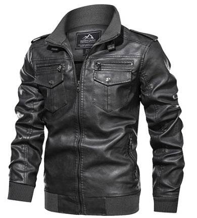 Leather Jacket Spring And Autumn Men'S Jacket Sports Leather Jacket Washed Retro Leather Jacket - Mubimart