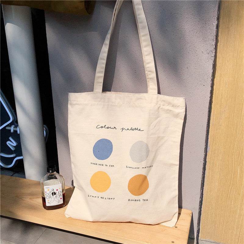 Women Canvas Tote Shopper Bags Ladies Casual Cotton Cloth Shoulder Bag Eco Reusable Shopping Bag Fashion Cute Girl Beach Travel - Mubimart