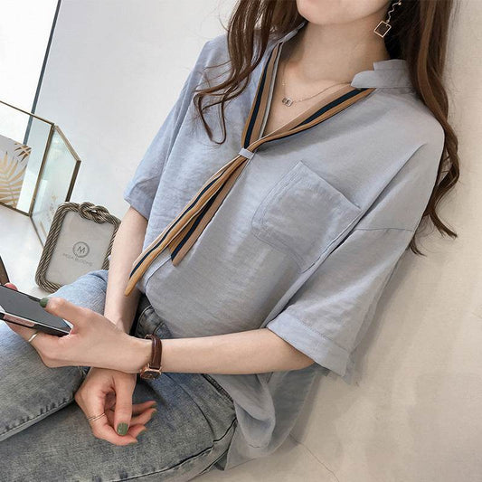 Top Plus Size Women's Short-Sleeved Chiffon t-Shirt - Mubimart