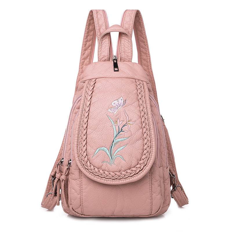 New Embroidery Orchid Women Backpack Casual - Mubimart