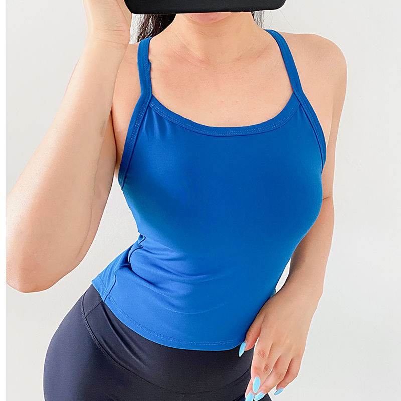 Sexy Crop Top Vest Women Sports Tank Top Yoga Bras Shoulder Strap Gym Sports Running Jogger Vest With Padded Tops - Mubimart