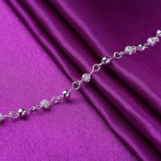 Silver Anklets 925 Fashion Silver Jewelry Hollow Beads Anklet for Women Girls Friend Foot Barefoot Leg Jewelry - Mubimart
