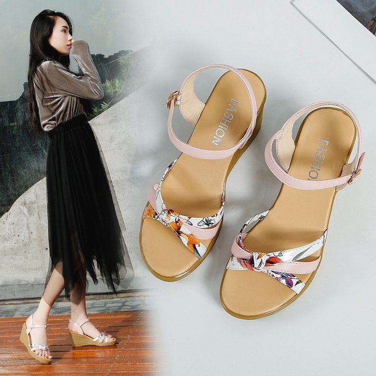 Shoes Wedge Sandals Wmen's High Heels Thick Heel Non-slip Fish Mouth Student Shoes - Mubimart