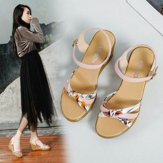 Shoes Wedge Sandals Wmen's High Heels Thick Heel Non-slip Fish Mouth Student Shoes - Mubimart