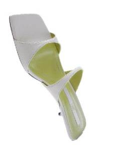 Designer Shoes New White Kitten Heel Women Slipper Square Toe Fashion Ourdoor Fairy Sandals Slippers - Mubimart