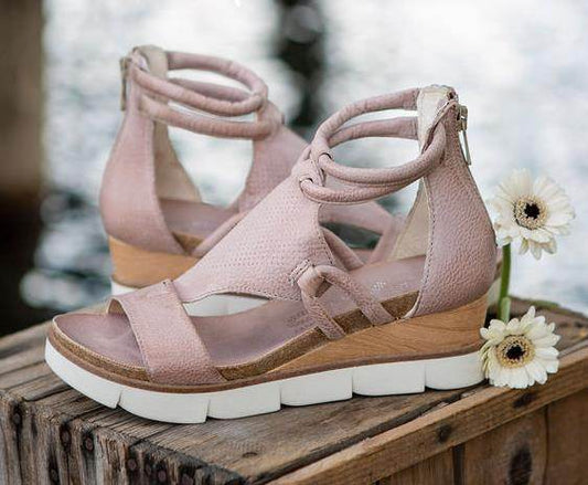 Wedge Heel Women'S Open-Toed Sandals - Mubimart