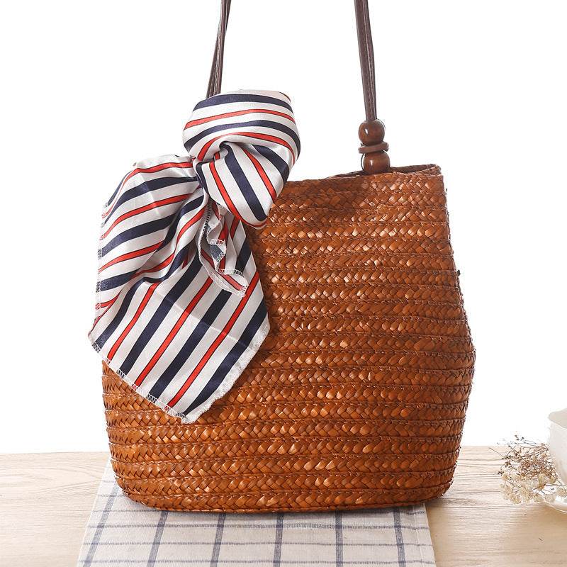 One-shoulder Straw Bag Women Bag Seaside Vacation Woven Bag Straw Bag Beach Bag - Mubimart