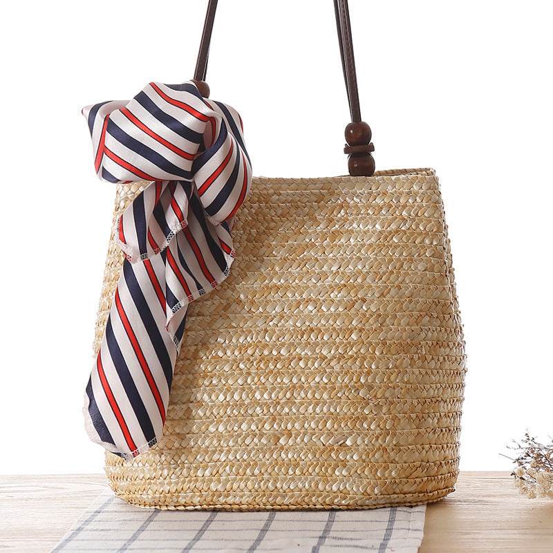 One-shoulder Straw Bag Women Bag Seaside Vacation Woven Bag Straw Bag Beach Bag - Mubimart