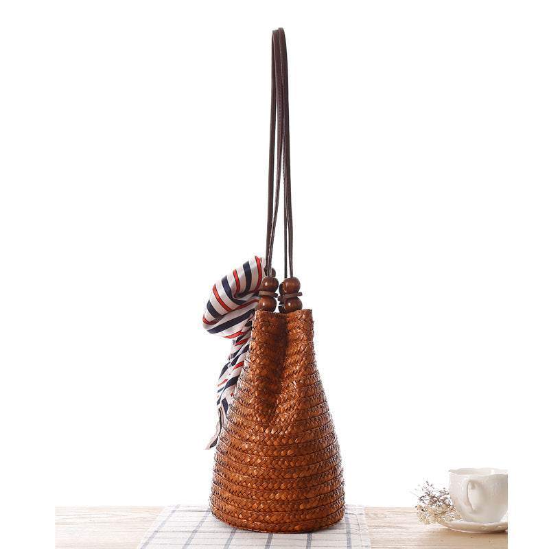 One-shoulder Straw Bag Women Bag Seaside Vacation Woven Bag Straw Bag Beach Bag - Mubimart