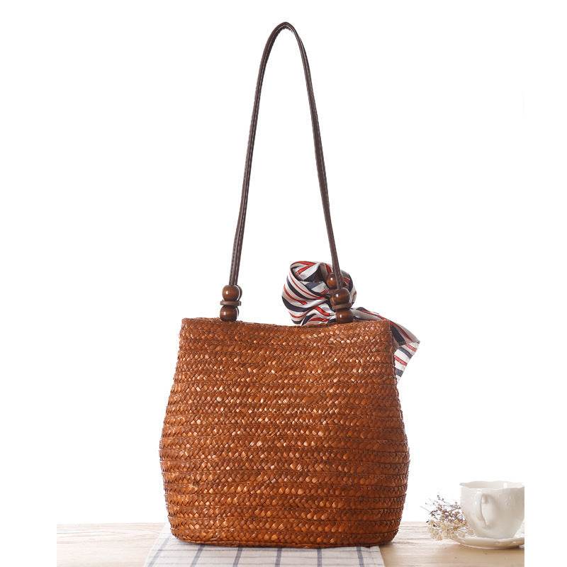 One-shoulder Straw Bag Women Bag Seaside Vacation Woven Bag Straw Bag Beach Bag - Mubimart