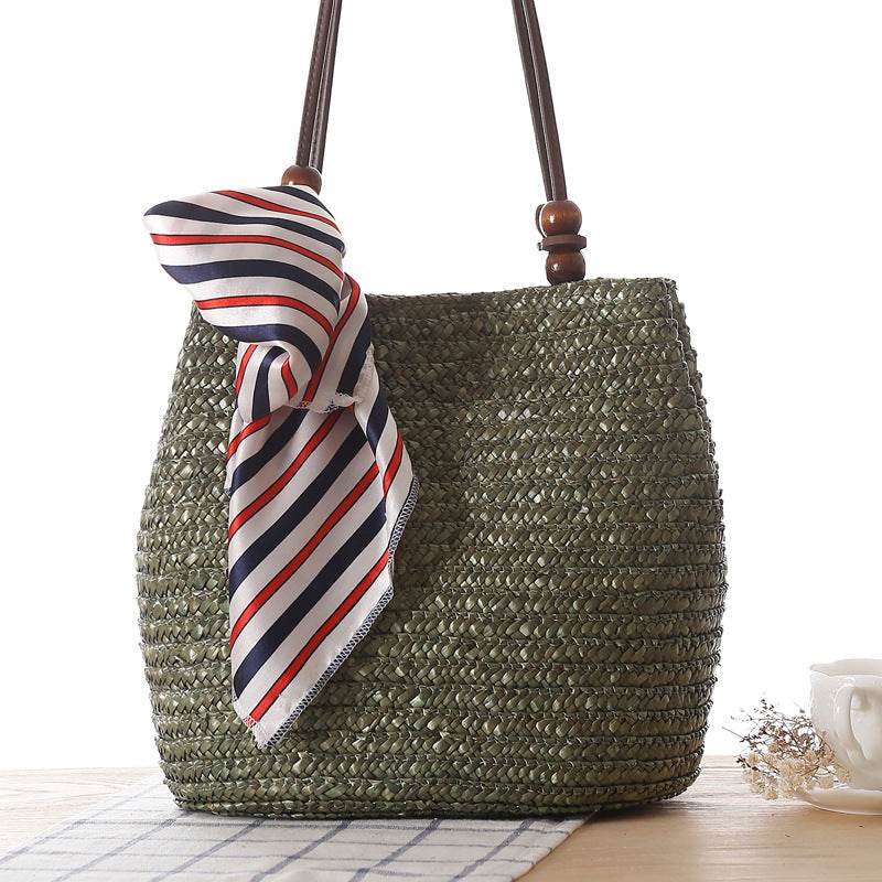 One-shoulder Straw Bag Women Bag Seaside Vacation Woven Bag Straw Bag Beach Bag - Mubimart