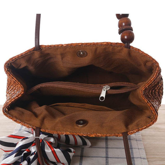 One-shoulder Straw Bag Women Bag Seaside Vacation Woven Bag Straw Bag Beach Bag - Mubimart