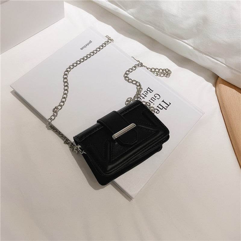 Net red small bag new fashion texture slung women's bag versatile autumn and winter fashion thick chain one shoulder small square bag - Mubimart