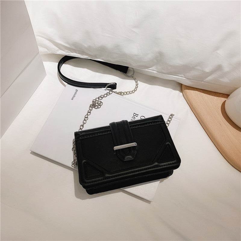 Net red small bag new fashion texture slung women's bag versatile autumn and winter fashion thick chain one shoulder small square bag - Mubimart