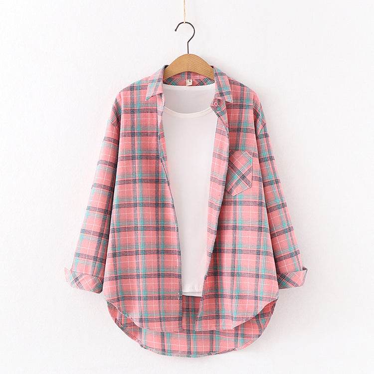 Plaid Shirt Women'S Long-Sleeved Loose Shirt Jacket - Mubimart