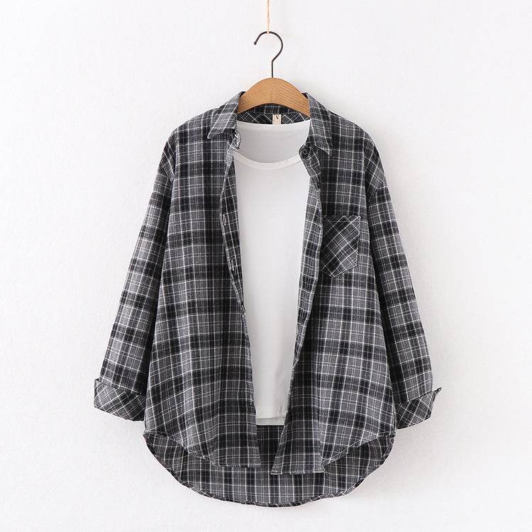 Plaid Shirt Women'S Long-Sleeved Loose Shirt Jacket - Mubimart