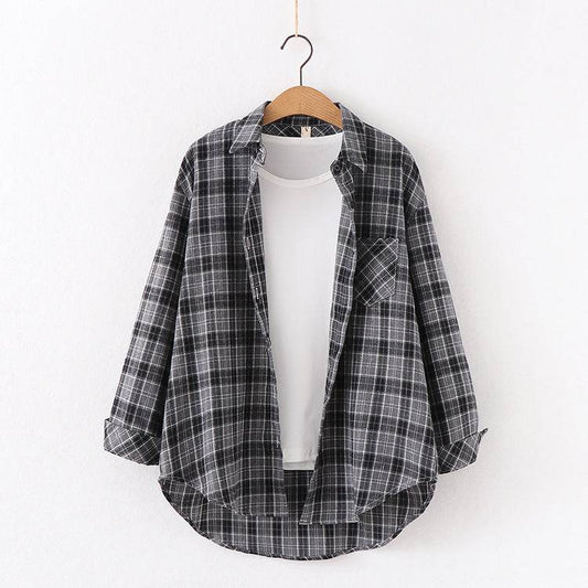 Plaid Shirt Women'S Long-Sleeved Loose Shirt Jacket - Mubimart