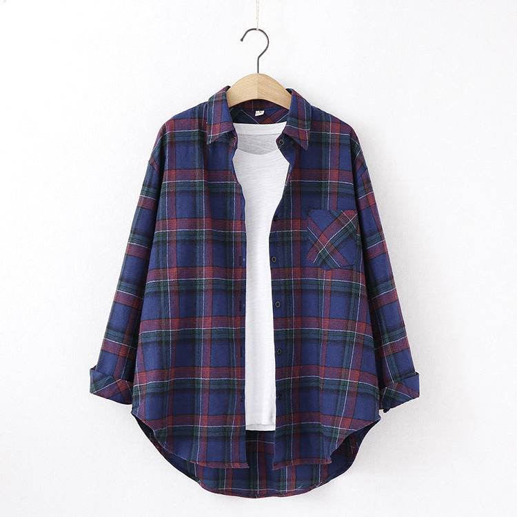 Plaid Shirt Women'S Long-Sleeved Loose Shirt Jacket - Mubimart