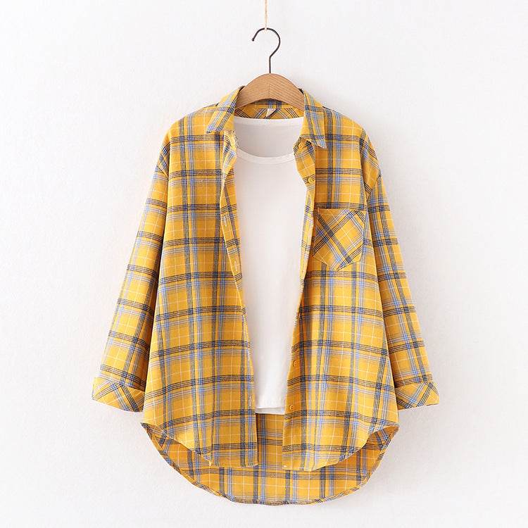 Plaid Shirt Women'S Long-Sleeved Loose Shirt Jacket - Mubimart