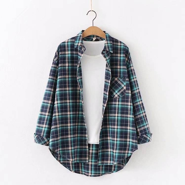 Plaid Shirt Women'S Long-Sleeved Loose Shirt Jacket - Mubimart