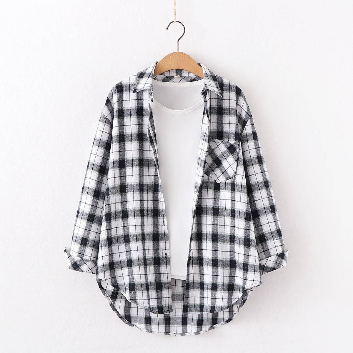 Plaid Shirt Women'S Long-Sleeved Loose Shirt Jacket - Mubimart