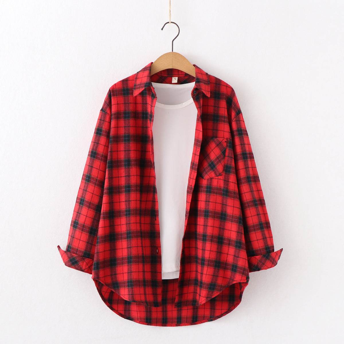 Plaid Shirt Women'S Long-Sleeved Loose Shirt Jacket - Mubimart