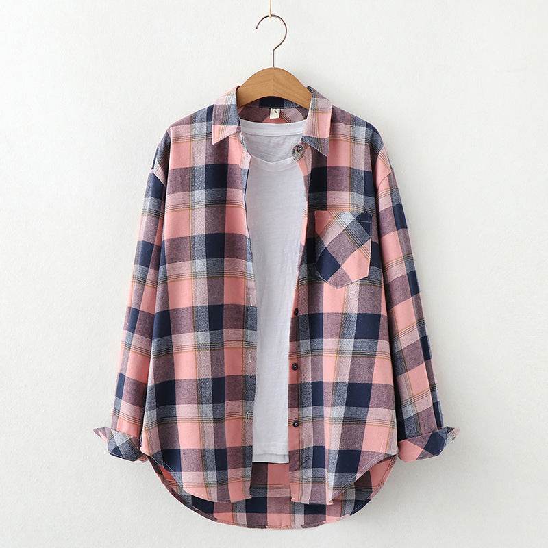 Plaid Shirt Women'S Long-Sleeved Loose Shirt Jacket - Mubimart
