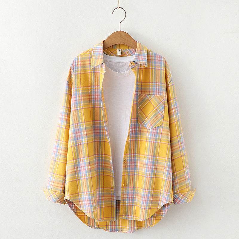 Plaid Shirt Women'S Long-Sleeved Loose Shirt Jacket - Mubimart