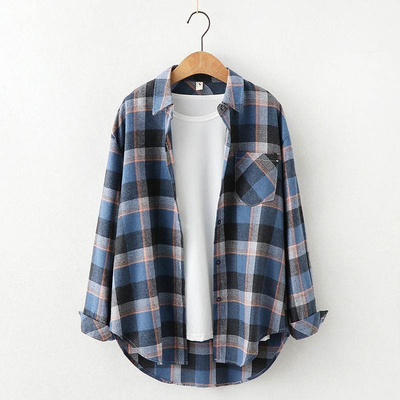 Plaid Shirt Women'S Long-Sleeved Loose Shirt Jacket - Mubimart