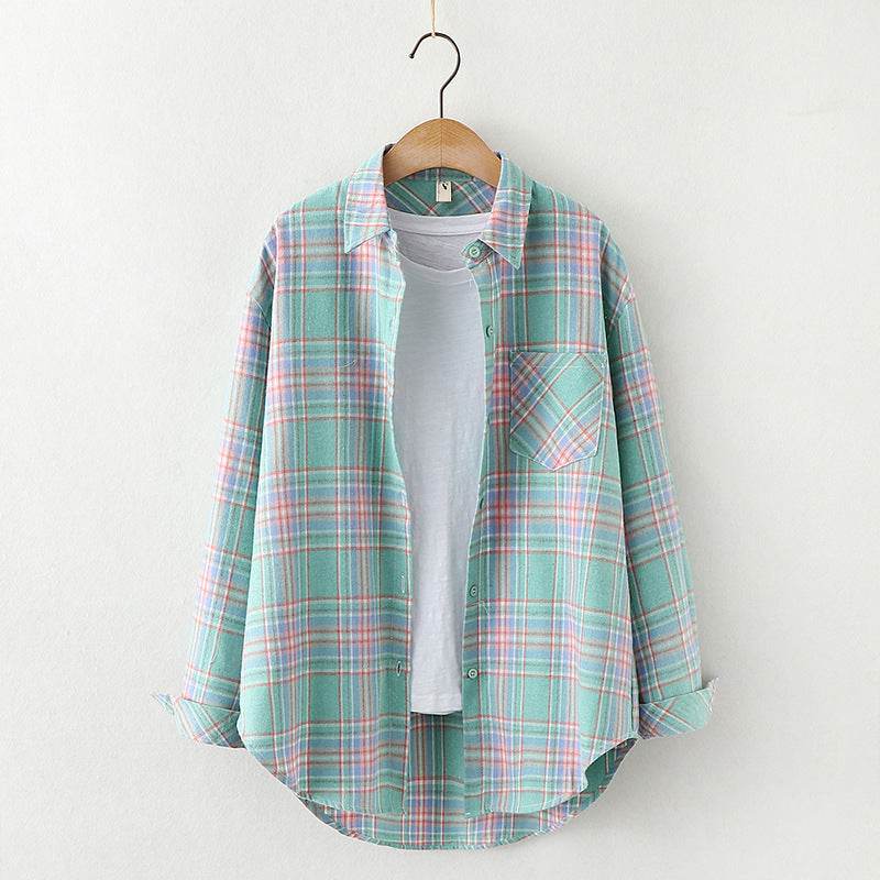 Plaid Shirt Women'S Long-Sleeved Loose Shirt Jacket - Mubimart