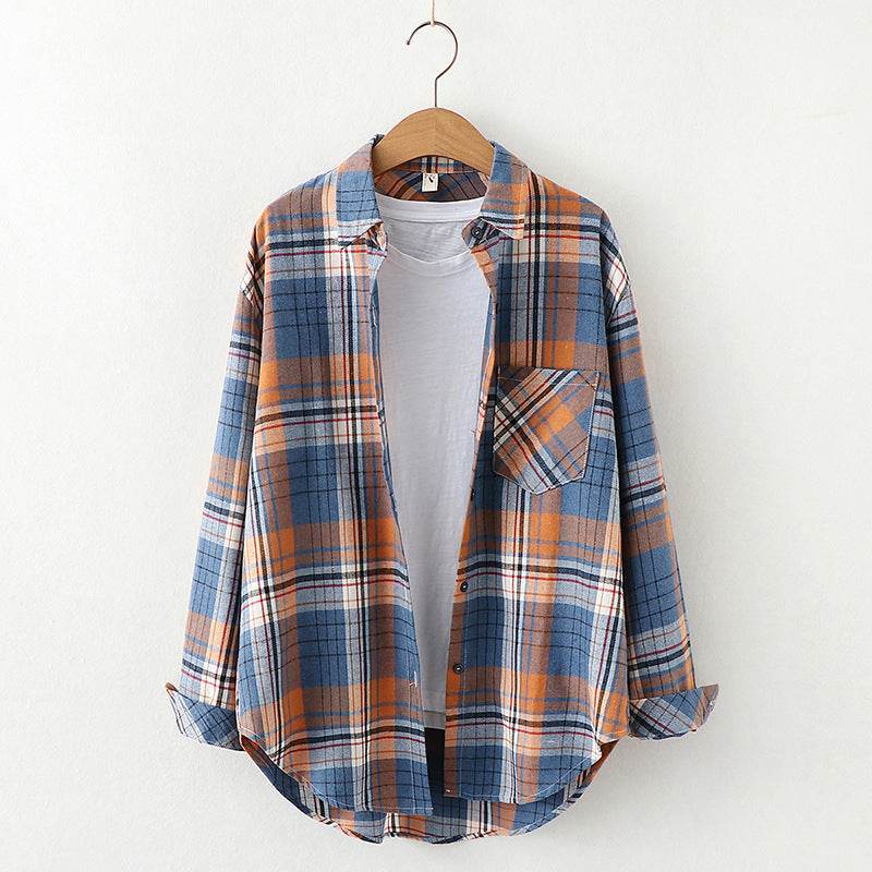 Plaid Shirt Women'S Long-Sleeved Loose Shirt Jacket - Mubimart