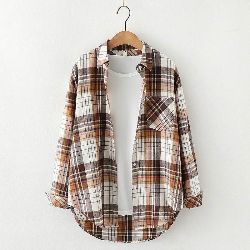 Plaid Shirt Women'S Long-Sleeved Loose Shirt Jacket - Mubimart