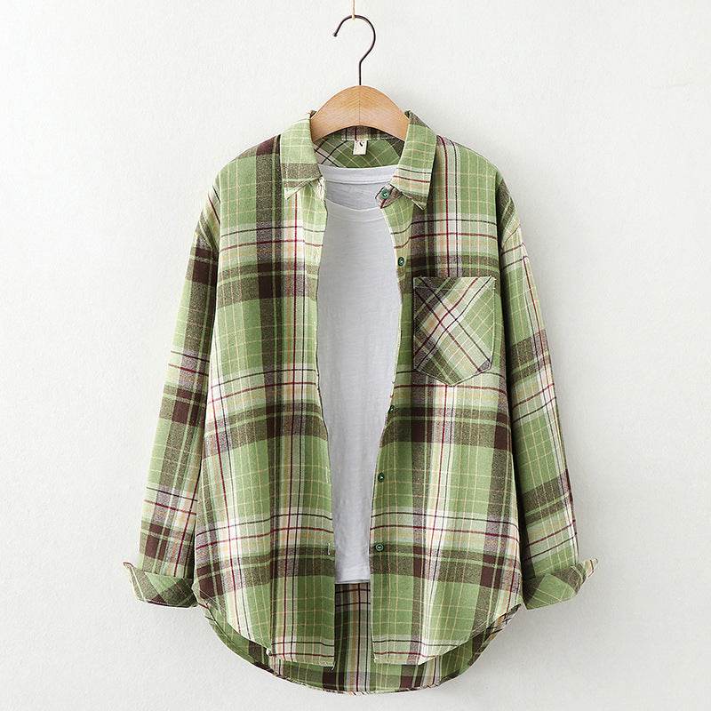 Plaid Shirt Women'S Long-Sleeved Loose Shirt Jacket - Mubimart