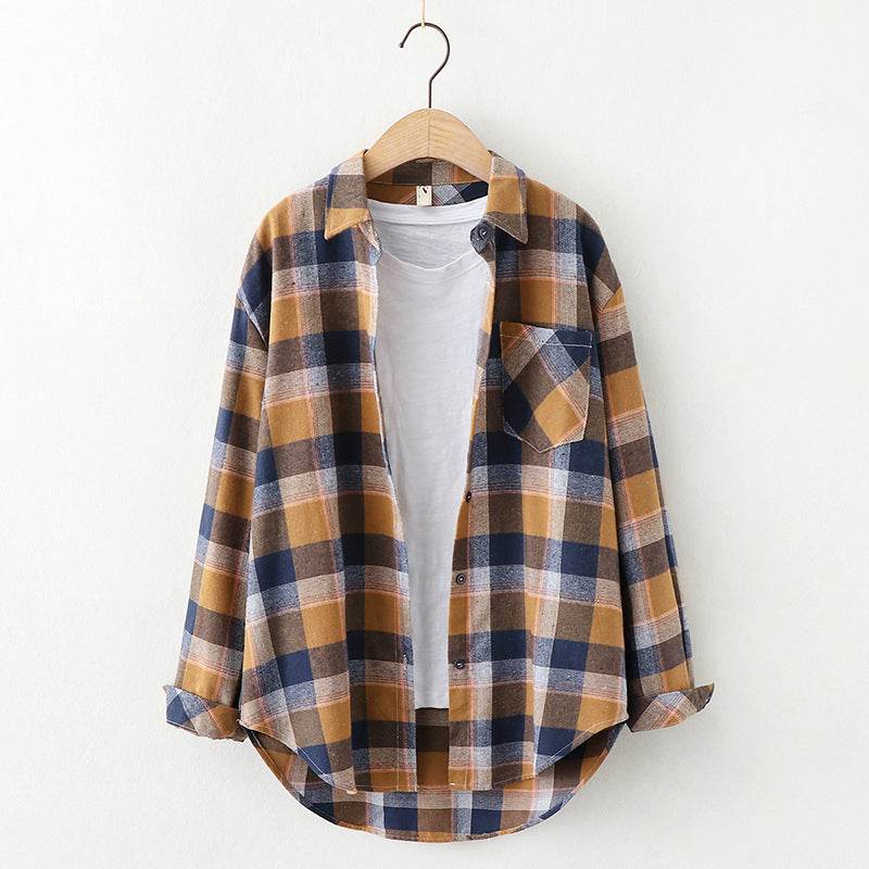 Plaid Shirt Women'S Long-Sleeved Loose Shirt Jacket - Mubimart