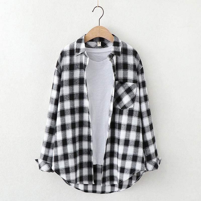 Plaid Shirt Women'S Long-Sleeved Loose Shirt Jacket - Mubimart