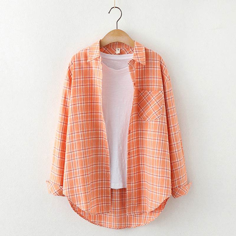 Plaid Shirt Women'S Long-Sleeved Loose Shirt Jacket - Mubimart
