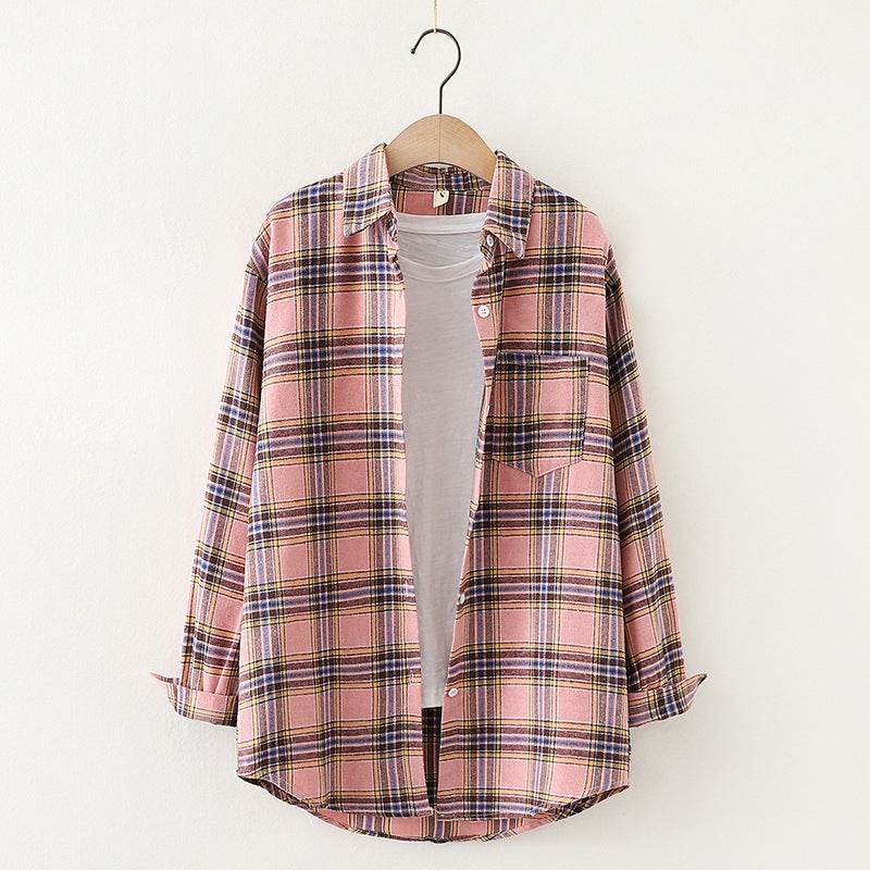 Plaid Shirt Women'S Long-Sleeved Loose Shirt Jacket - Mubimart