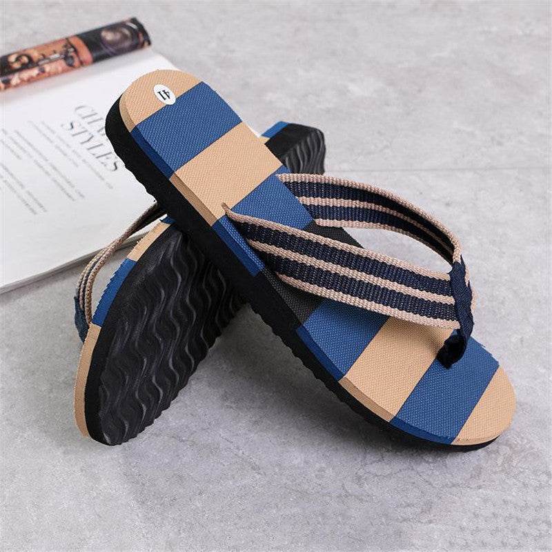 Fashion Men Summer Stripe Flip Flops Shoes Sandals - Mubimart