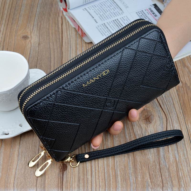 Double Zipper Clutch Purse Ladies Double-Layer Clutch - Mubimart