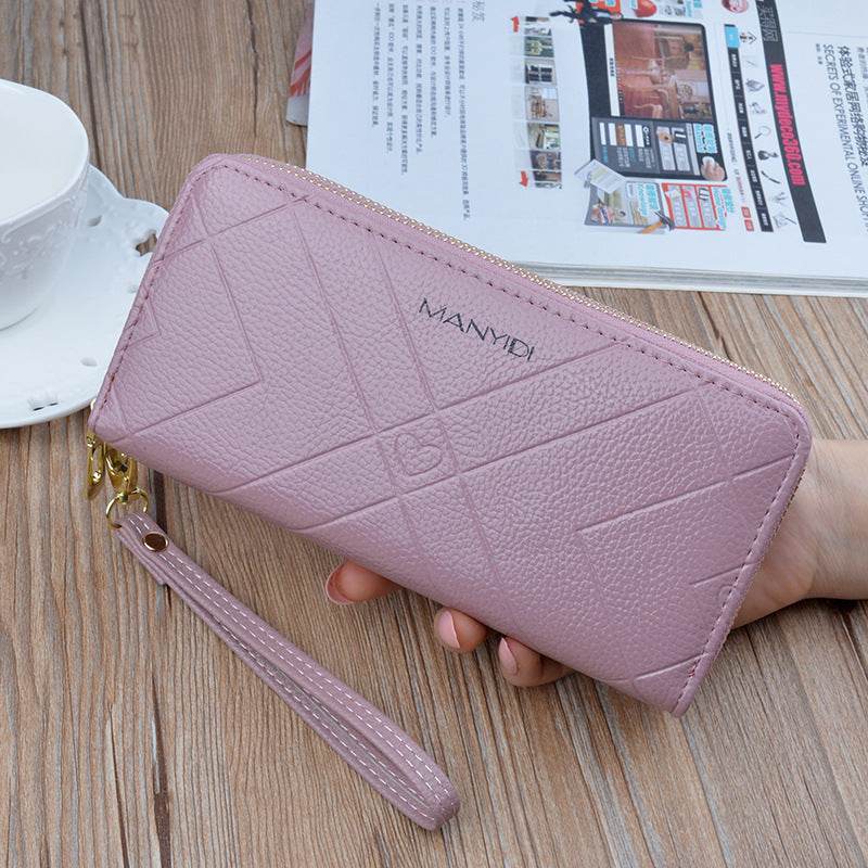 Double Zipper Clutch Purse Ladies Double-Layer Clutch - Mubimart