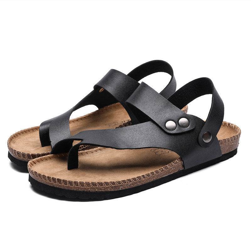 Slippers Men Summer Trend Flip Flops Men Cork Beach Flip Flops - Mubimart