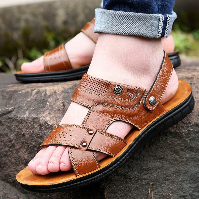 Men's Sandals, Men's Leather Beach Shoes - Mubimart