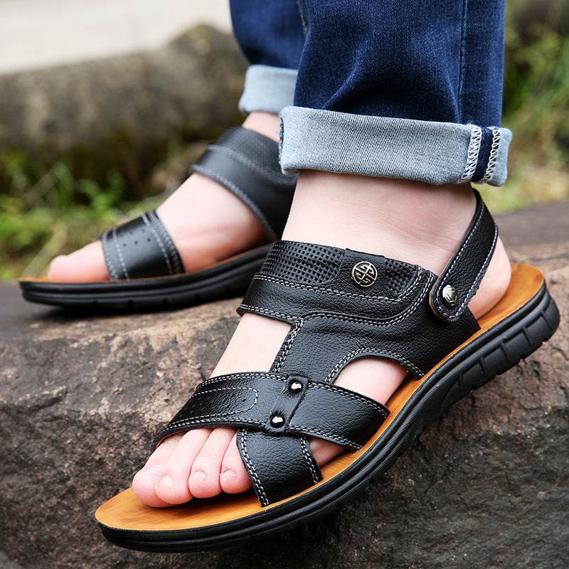 Men's Sandals, Men's Leather Beach Shoes - Mubimart