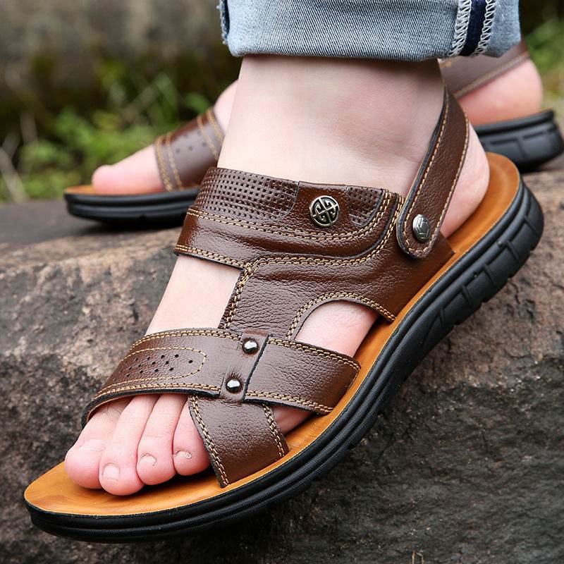 Men's Sandals, Men's Leather Beach Shoes - Mubimart