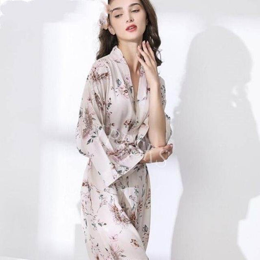 New Sleepwear Robe Spring Thin Cotton-silk Women - Mubimart